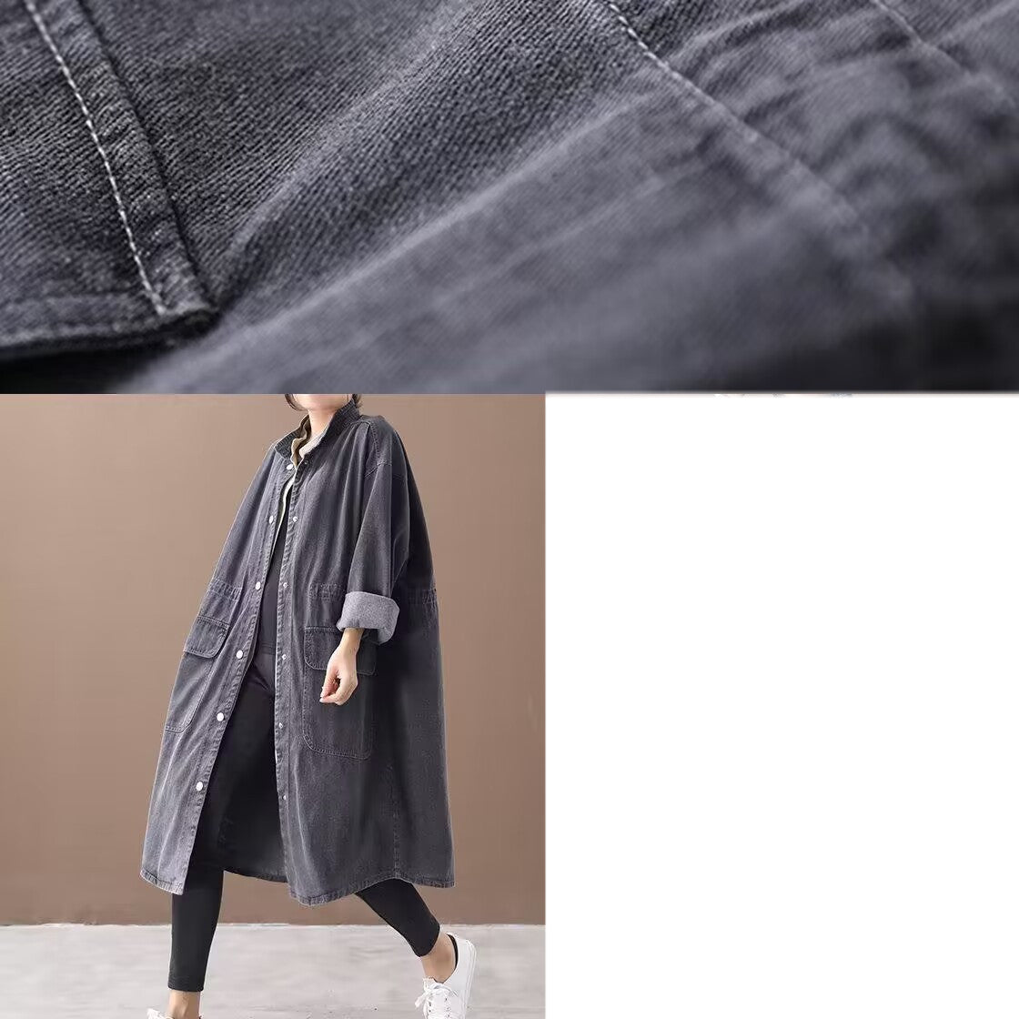 Fashionable Versatile Slimming Denim Shirt Dress Vintage Single-breasted Coat