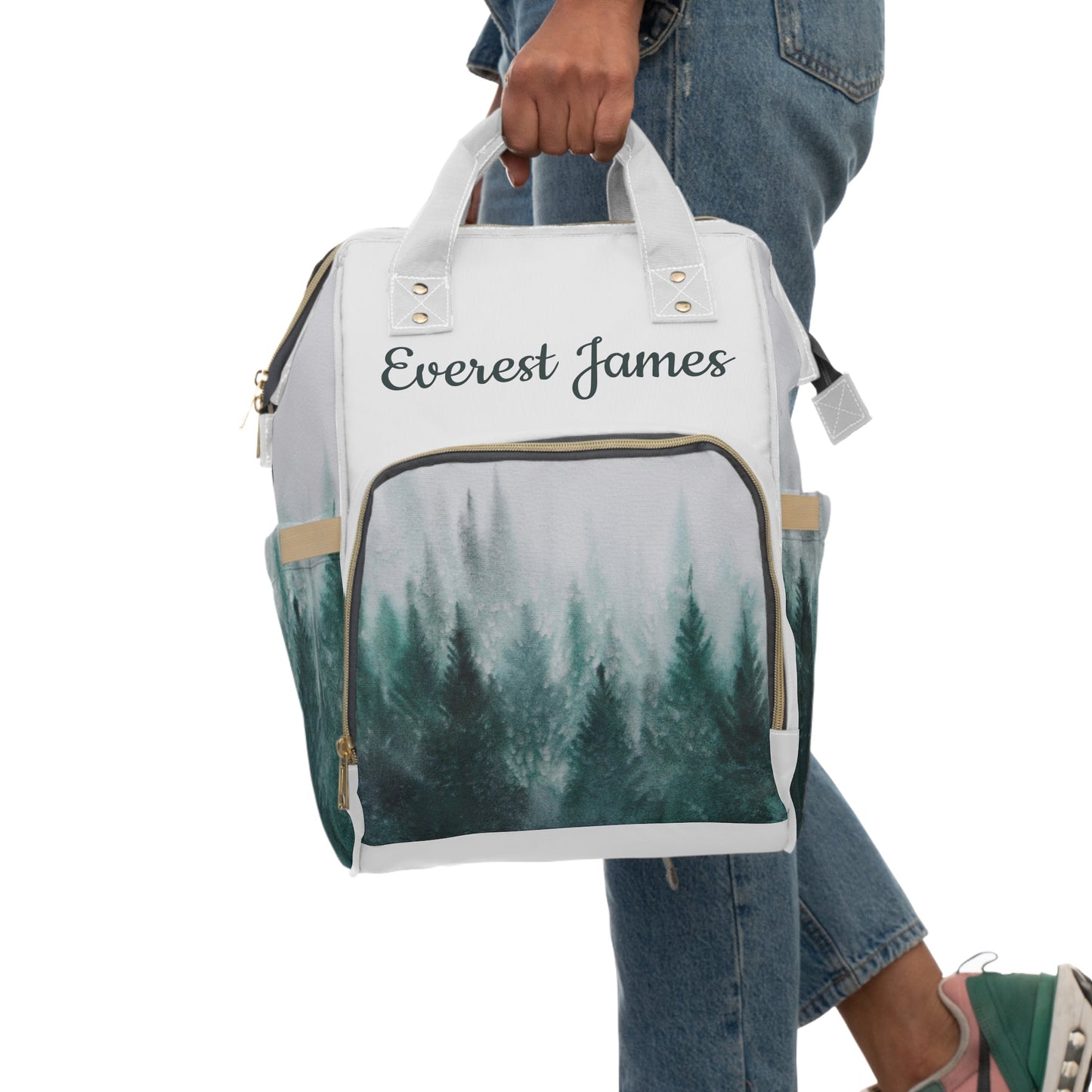 Personalized Forest Pattern Multifunctional Diaper Backpack, Newborn Gift, Baby Shower Gift, Forest Themed Baby Shower