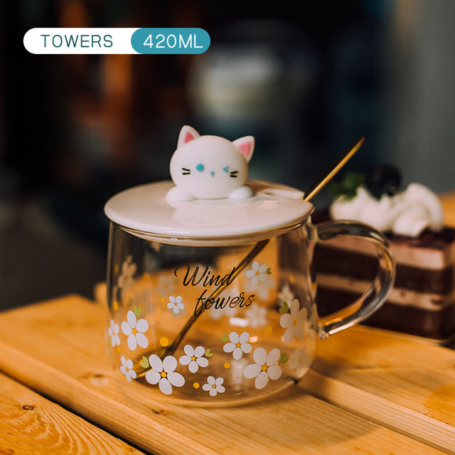 Cute Straw Glass Transparent Mug Heat Resistant