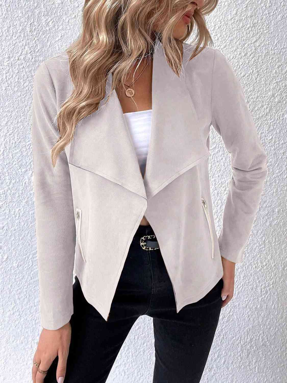 Collared Neck Long Sleeve Jacket