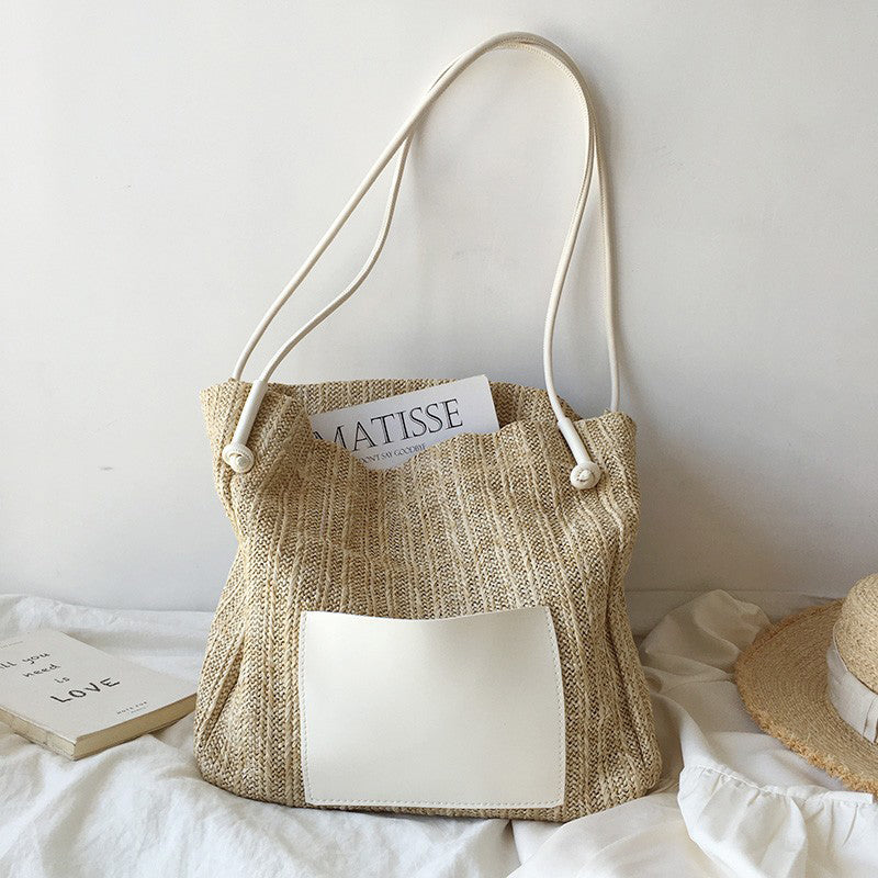 Ins Retro Woven Tote Bag Vacation Style