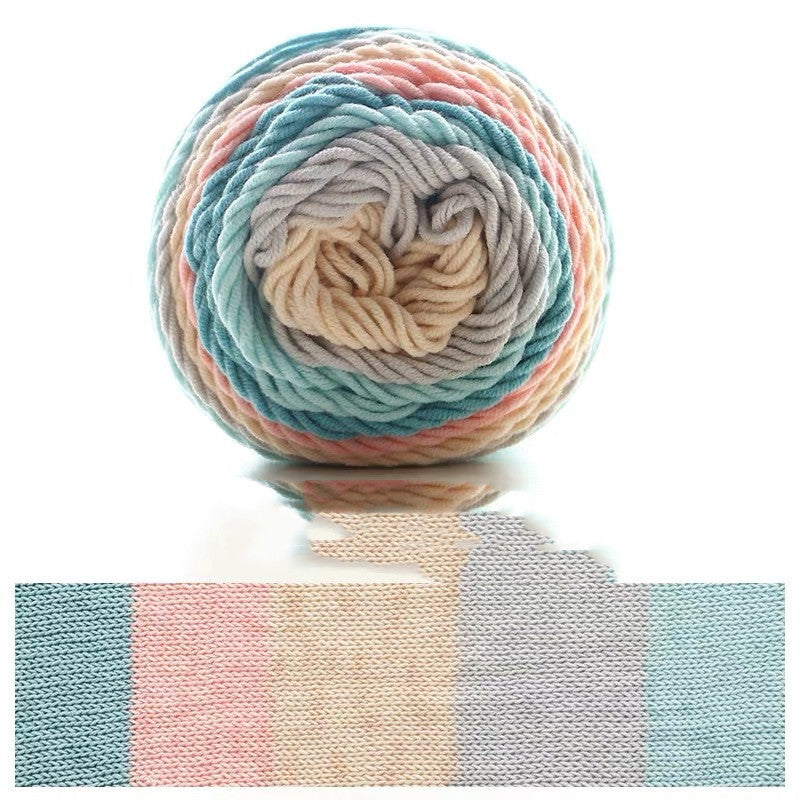 5 Strands Dyed Rainbow Cotton Milk Cotton Hand-woven Scarf Pillow Gradient Color Wool