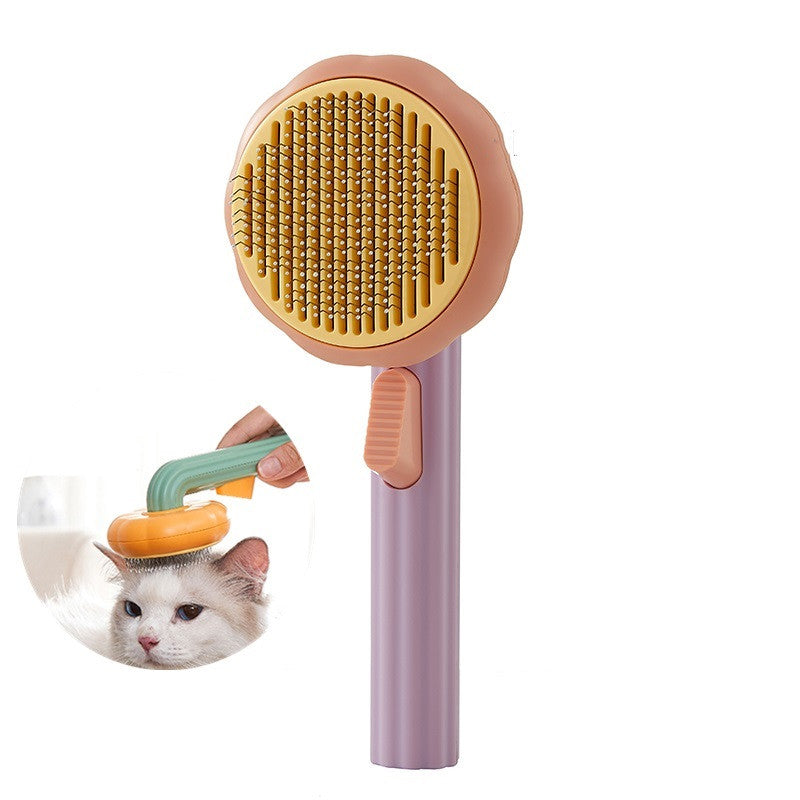 New Pet Cat Brush Hand-held Steel Wire Self-cleaning For Hair Removal