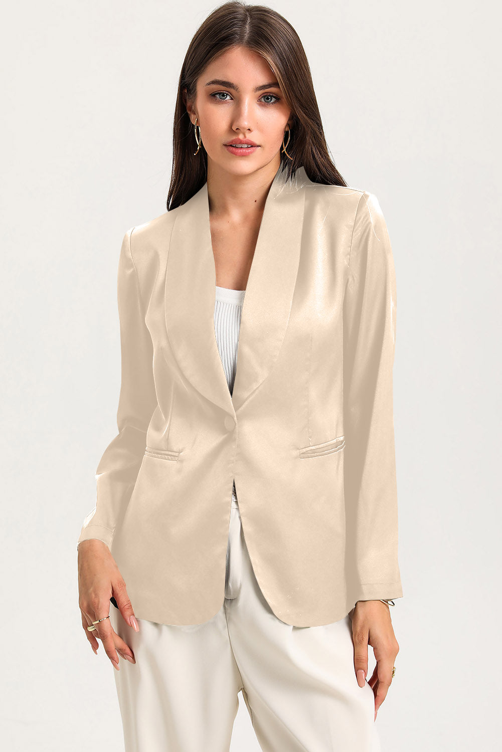 Long Sleeve Shawl Collar Blazer