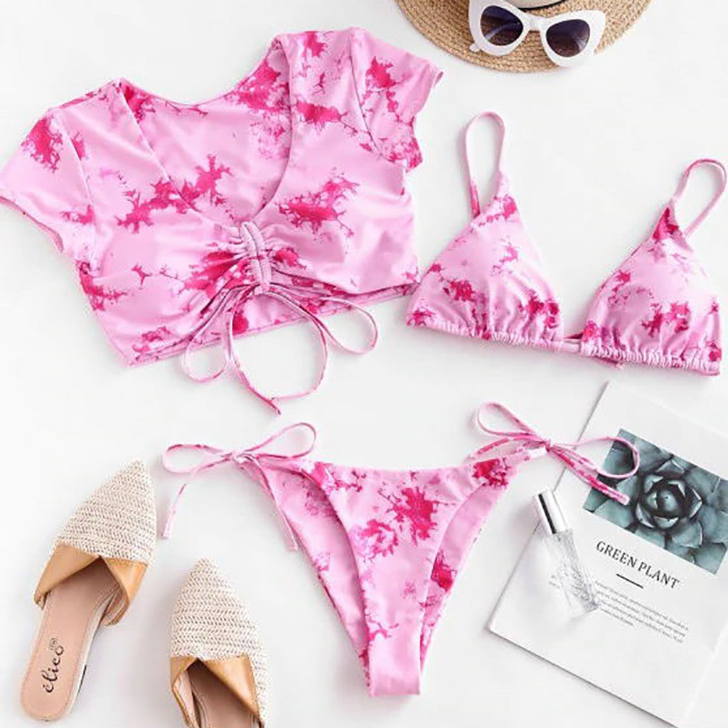 Tie Dye Three-Piece Bikini