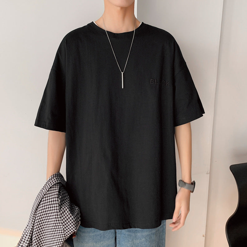 Men's Loose Couple Short Sleeve T Shirt Drop Shoulder Sleeve Top