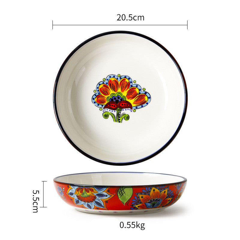 Ceramic Tableware Pastoral Style Home Plate Dinner Plate