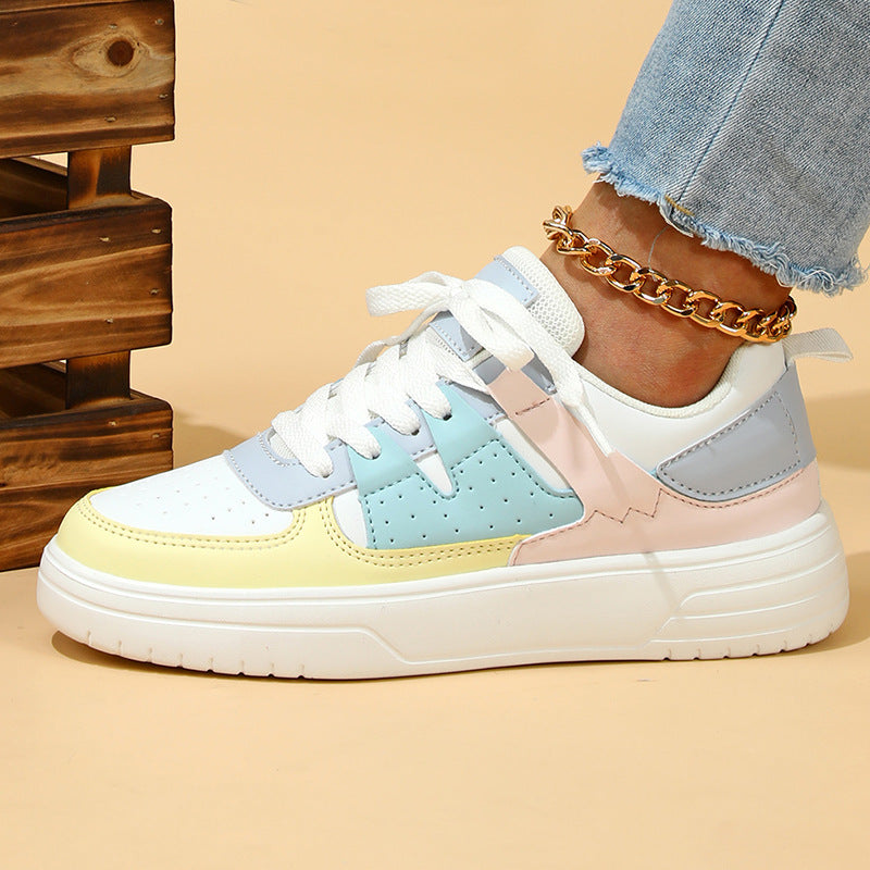 Lace-up Pastel Outdoor Casual Flat Sneakers