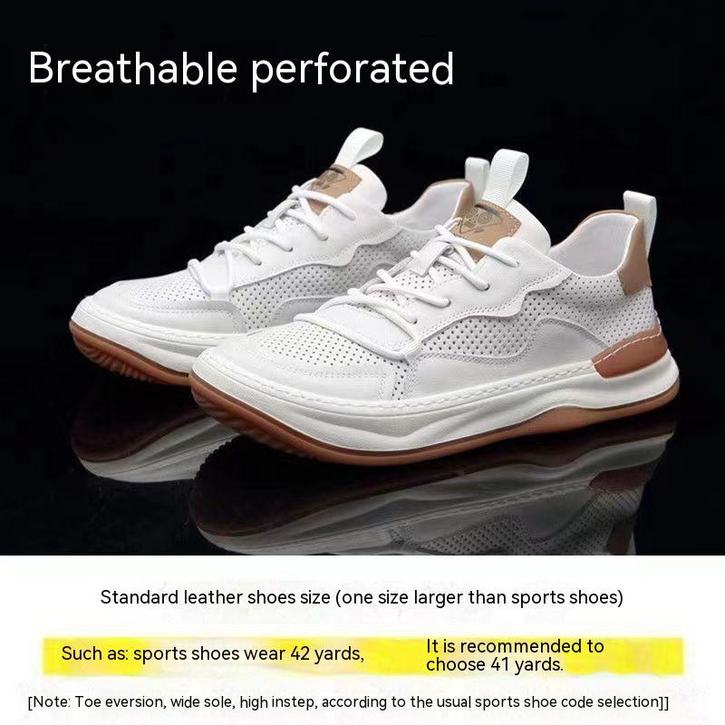 Cowhide Head Tilt Clown Hollow Leather Breathable Casual Shoes