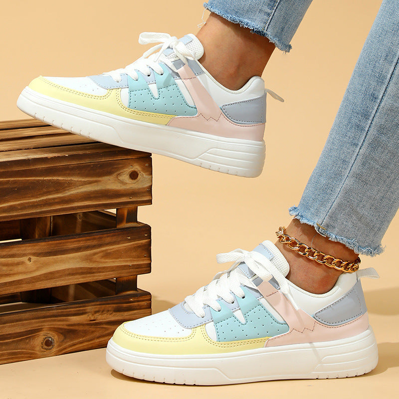 Lace-up Pastel Outdoor Casual Flat Sneakers