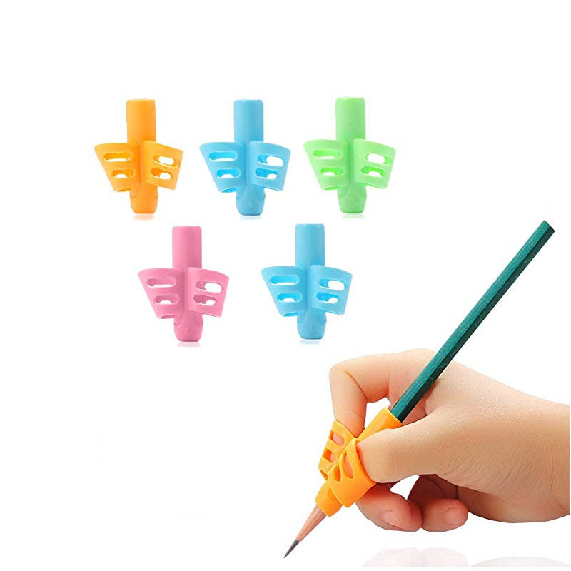 Two-Finger Grip Silicone Baby Learning Writing Tool Writing Pen Writing Correction Device Children Stationery Gift 3pcs