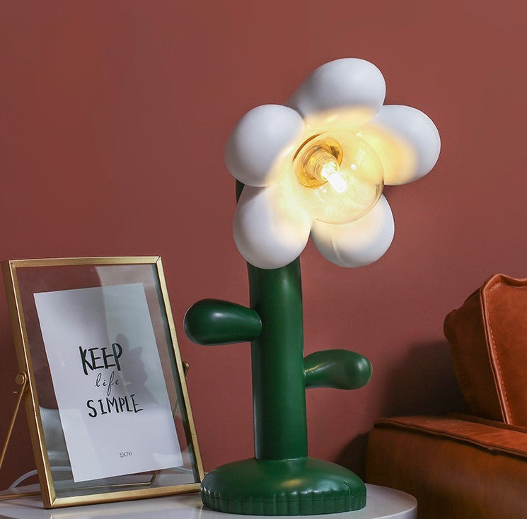 Flower Table Lamp Art Photo Bedroom