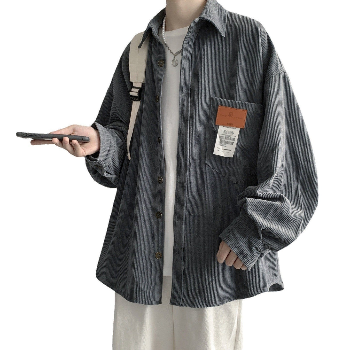 Men's Fashion Casual Loose Corduroy Coat Top