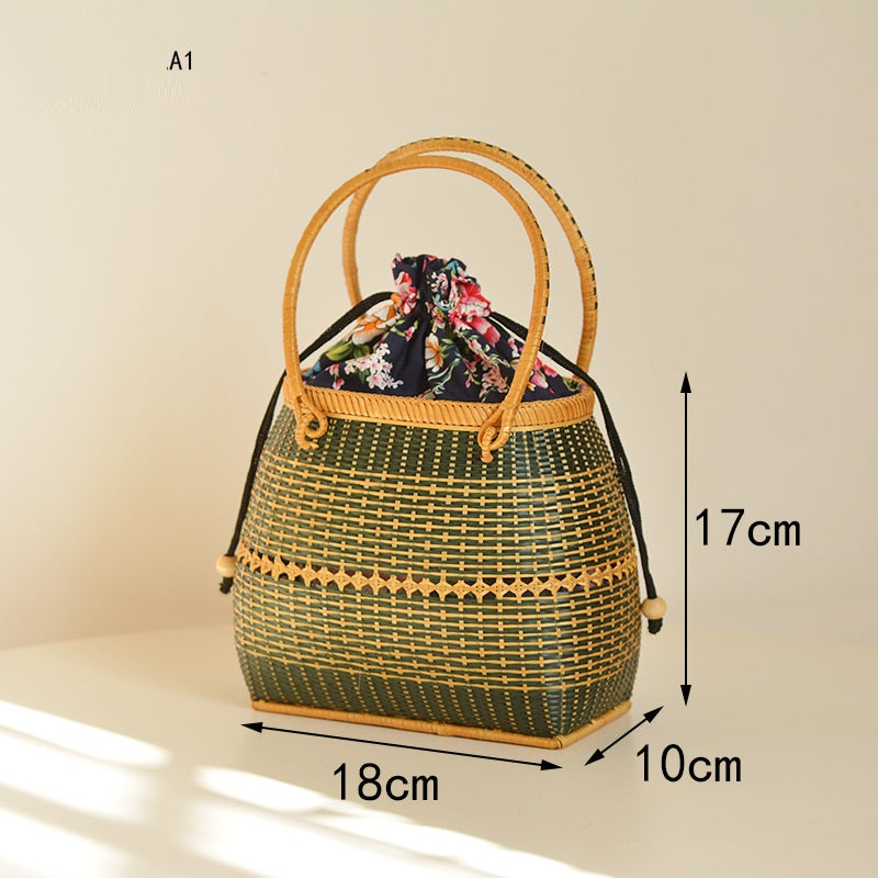 Storage Travel Hand-Woven Bamboo Handbag