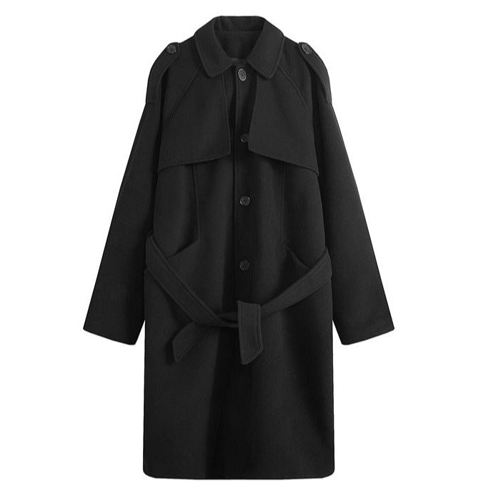 Men's Solid Color Mid-length Woolen Coat