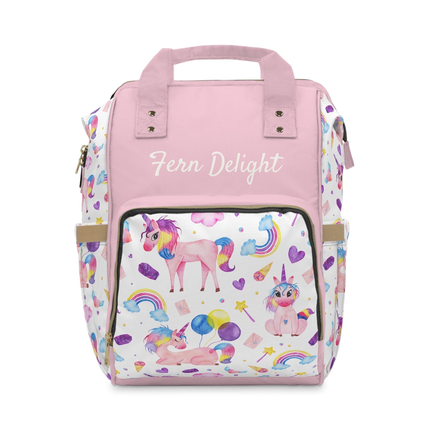 Personalized Whimsical Fairytale Unicorn Pattern Multifunctional Diaper Backpack, Newborn Gift, Baby Shower Gift, Unicorn Backpack