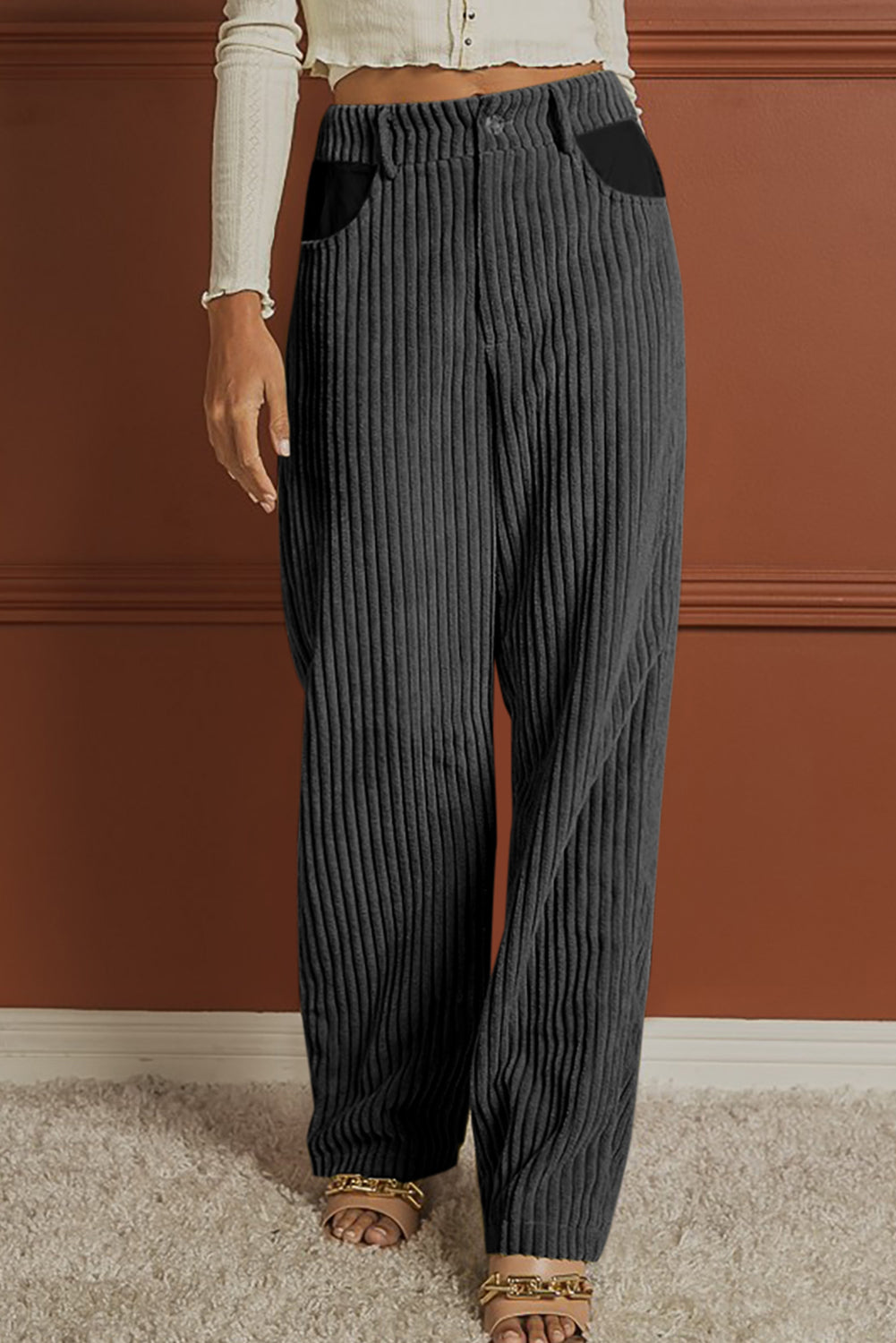 Ribbed Longline Loose Pocketed Pants