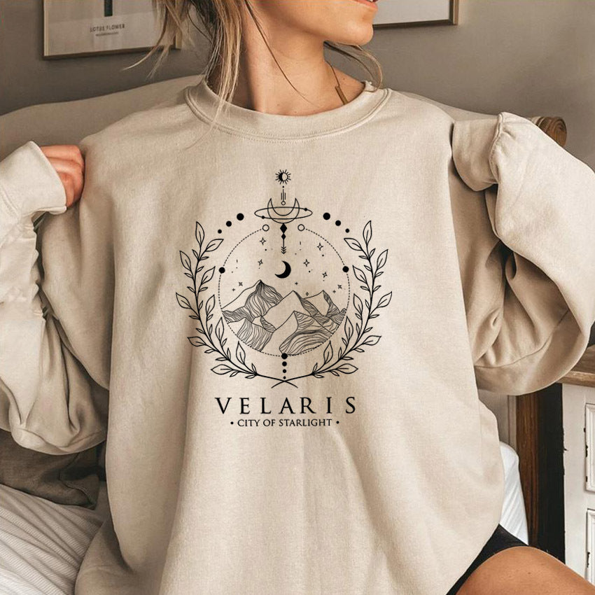 Velaris ACOTAR Graphic Print Crew Neck Pullover