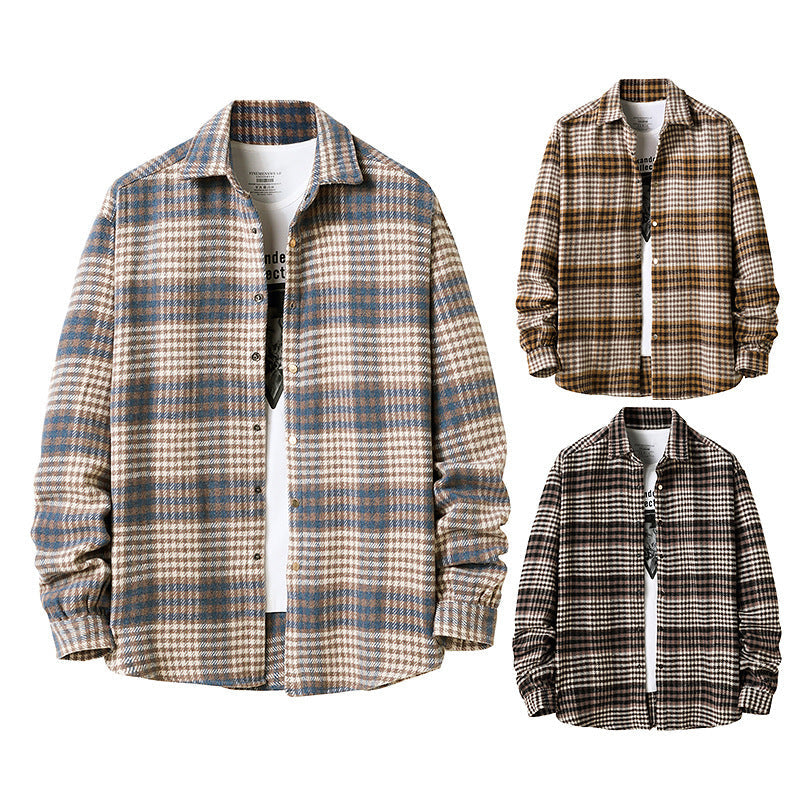 Flannel Thick Plaid Shirt Men's Style Jacket Lining