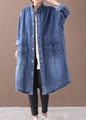 Fashionable Versatile Slimming Denim Shirt Dress Vintage Single-breasted Coat