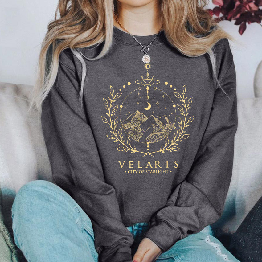 Velaris ACOTAR Graphic Print Crew Neck Pullover