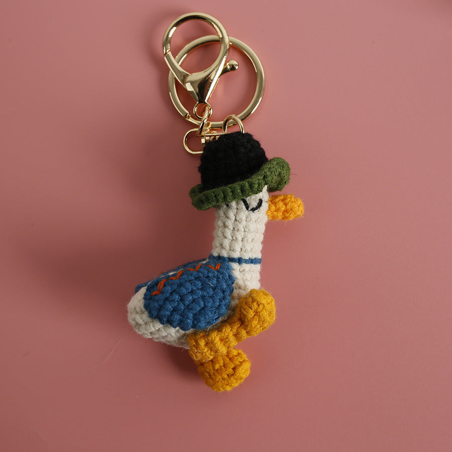 Hand-woven Forward Duck Little Doll Keychain