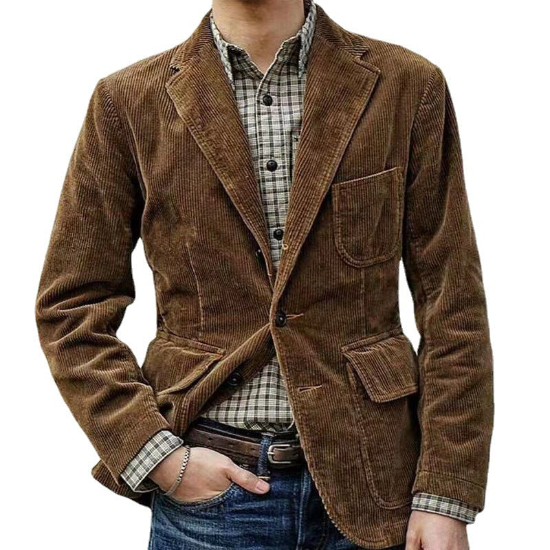 Corduroy Suit Casual Solid Color Coat