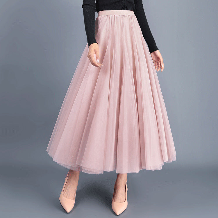 Spring Swing Puffy Ankle-length Skirt High Waist Slim Fit Fairy Skirt