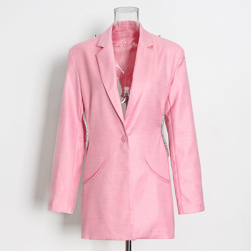 Women's Large V-neck Backless Solid Color Blazer