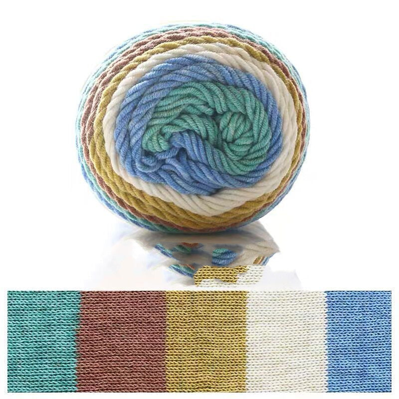 5 Strands Dyed Rainbow Cotton Milk Cotton Hand-woven Scarf Pillow Gradient Color Wool