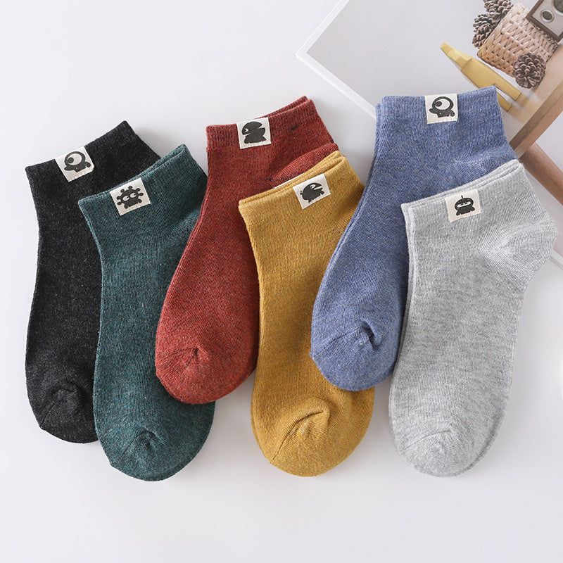 Retro Solid Color Low Waist Shallow Mouth Socks