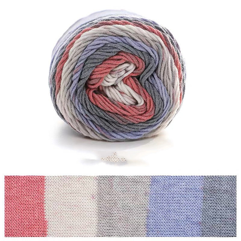 5 Strands Dyed Rainbow Cotton Milk Cotton Hand-woven Scarf Pillow Gradient Color Wool