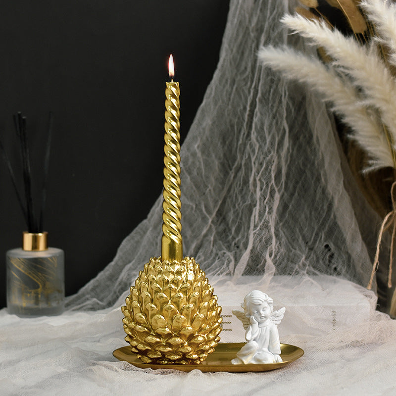 Christmas Pine Cone Candelabrum Resin Decorations