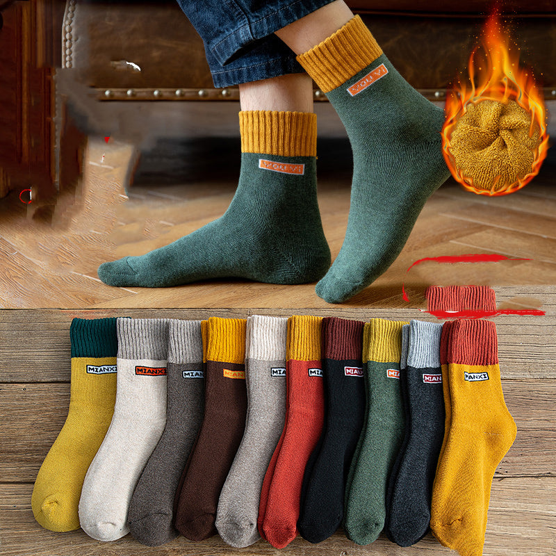 Medium Tube Socks Keep Warm In Winter Plus Velvet Thickened Long Tube