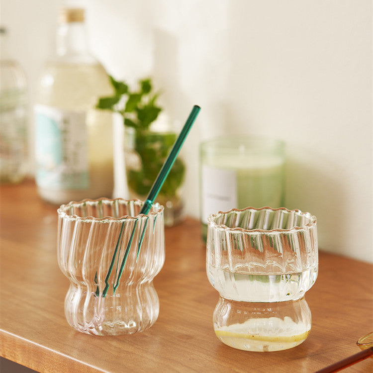 Vertical Grain Glass Cute Chubby Cup