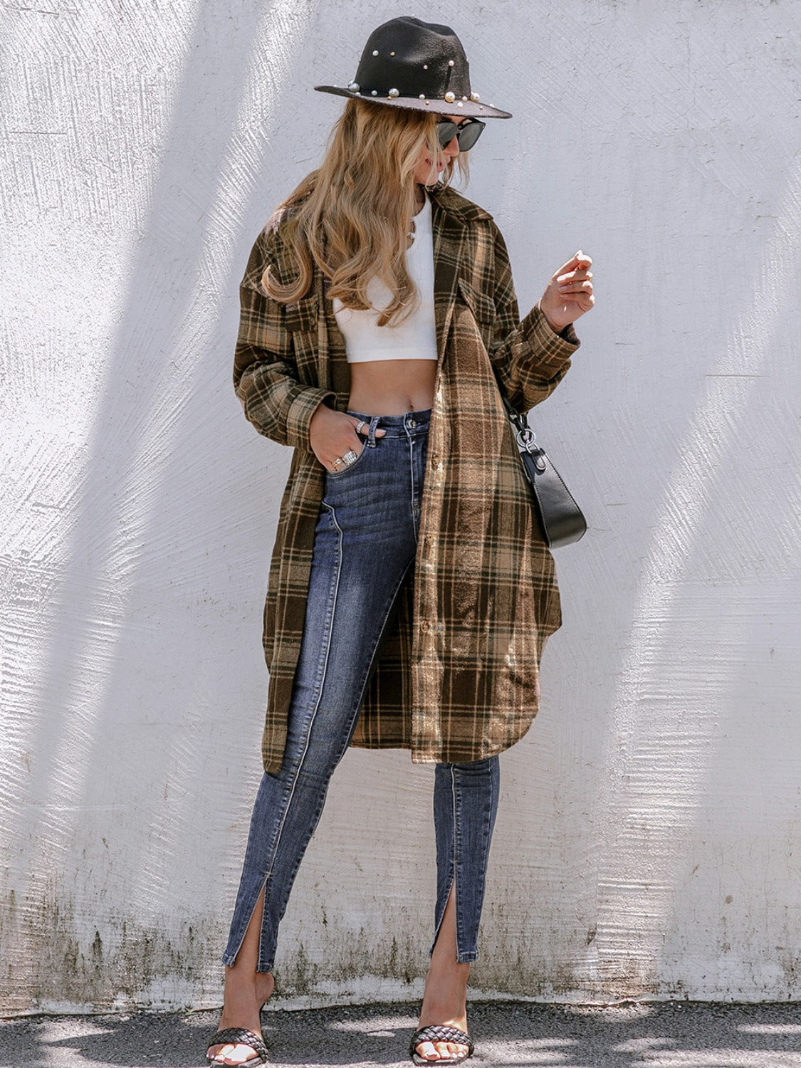 Plaid Button Up Long Sleeve Shacket