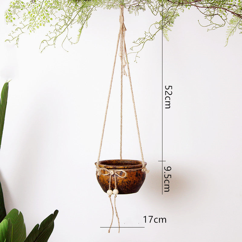 Rustic Hanging Stoneware Flower Pots