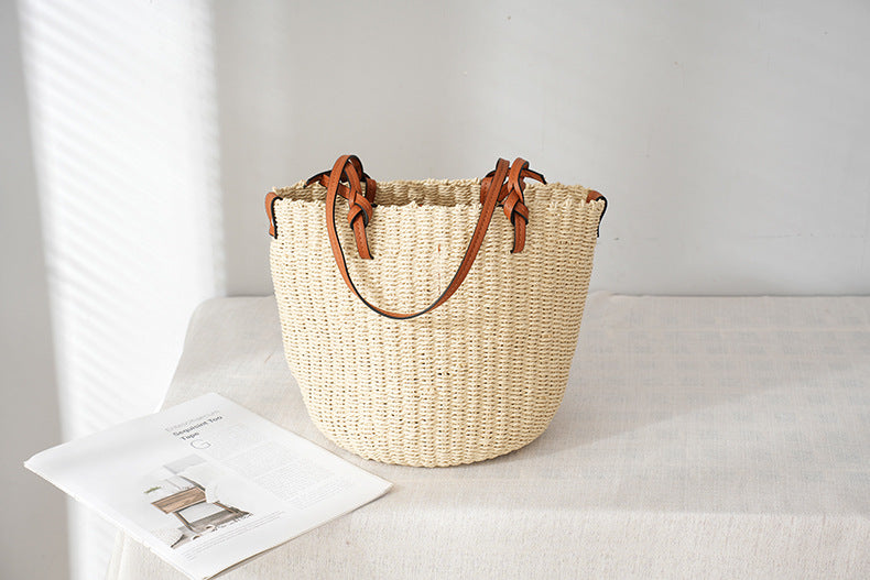 Straw Woven Bag Women's Large Capacity Shoulder Woven Tote