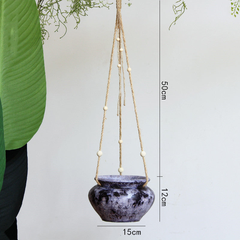 Rustic Hanging Stoneware Flower Pots