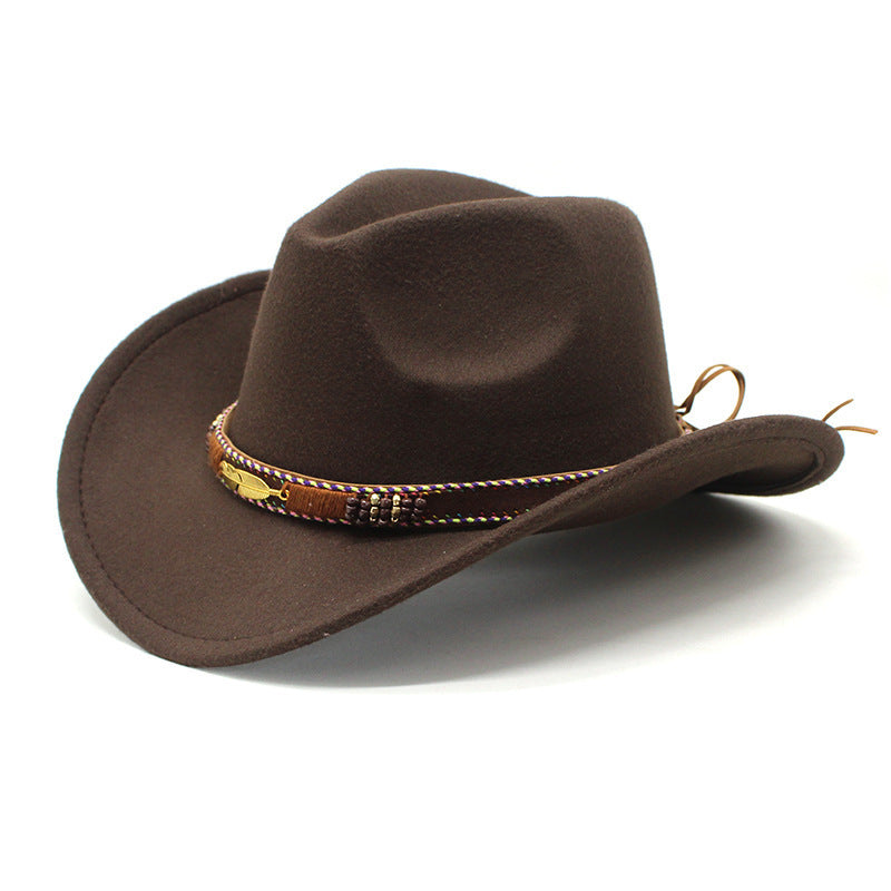 Ethnic Style Metal Feather Western Denim Hat