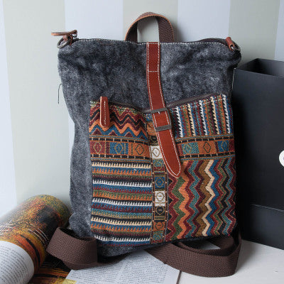 Retro Ethnic Style Diagonal Bag Canvas Women's