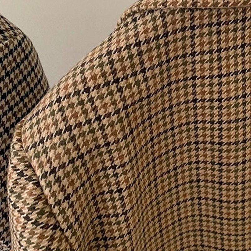 Vintage Style Plaid Oversized Blazer