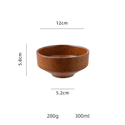 Household Rough Pottery Single Retro Rice Bowl