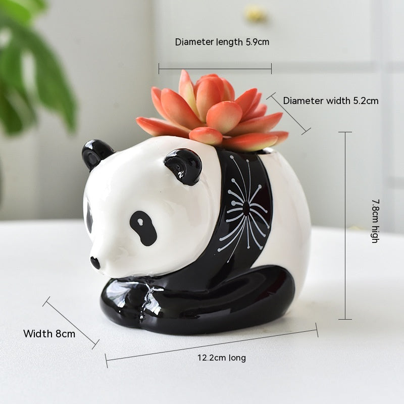 Ceramic Panda Succulent Flower Pot Home Indoor