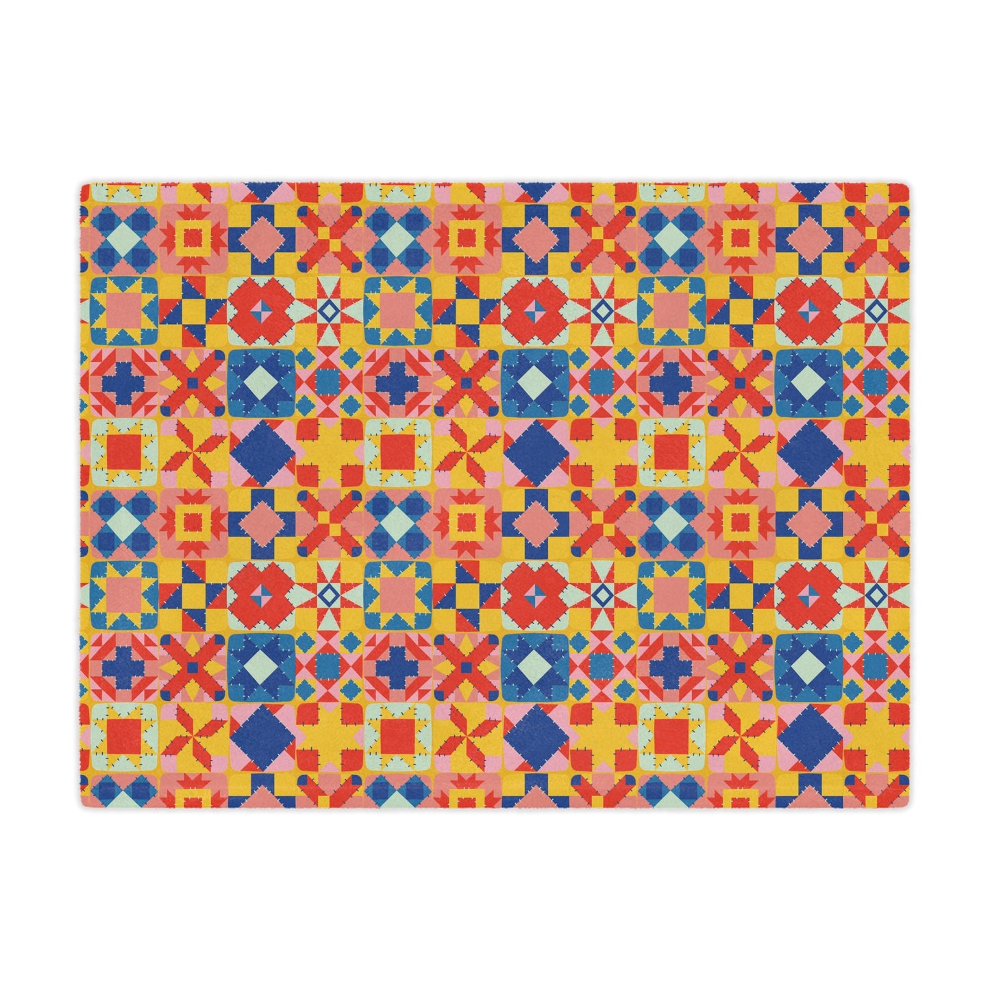 Colorful Patchwork Quilt Print Minky Blanket