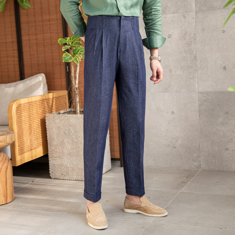 All-match Cotton Casual Denim High-waisted Pants