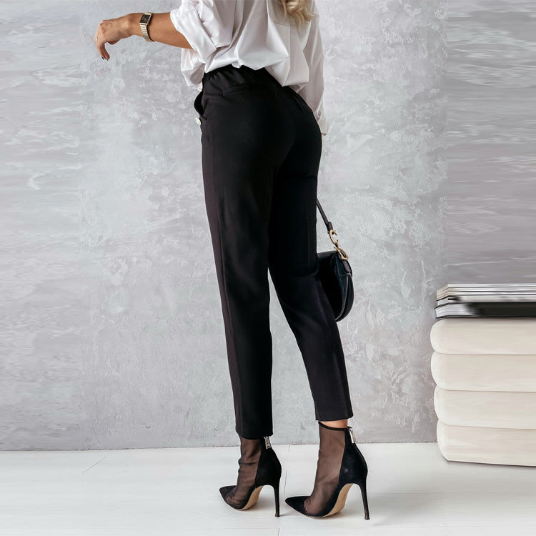 Casual Spring Clothing Suit Pants Women's Slim Fit