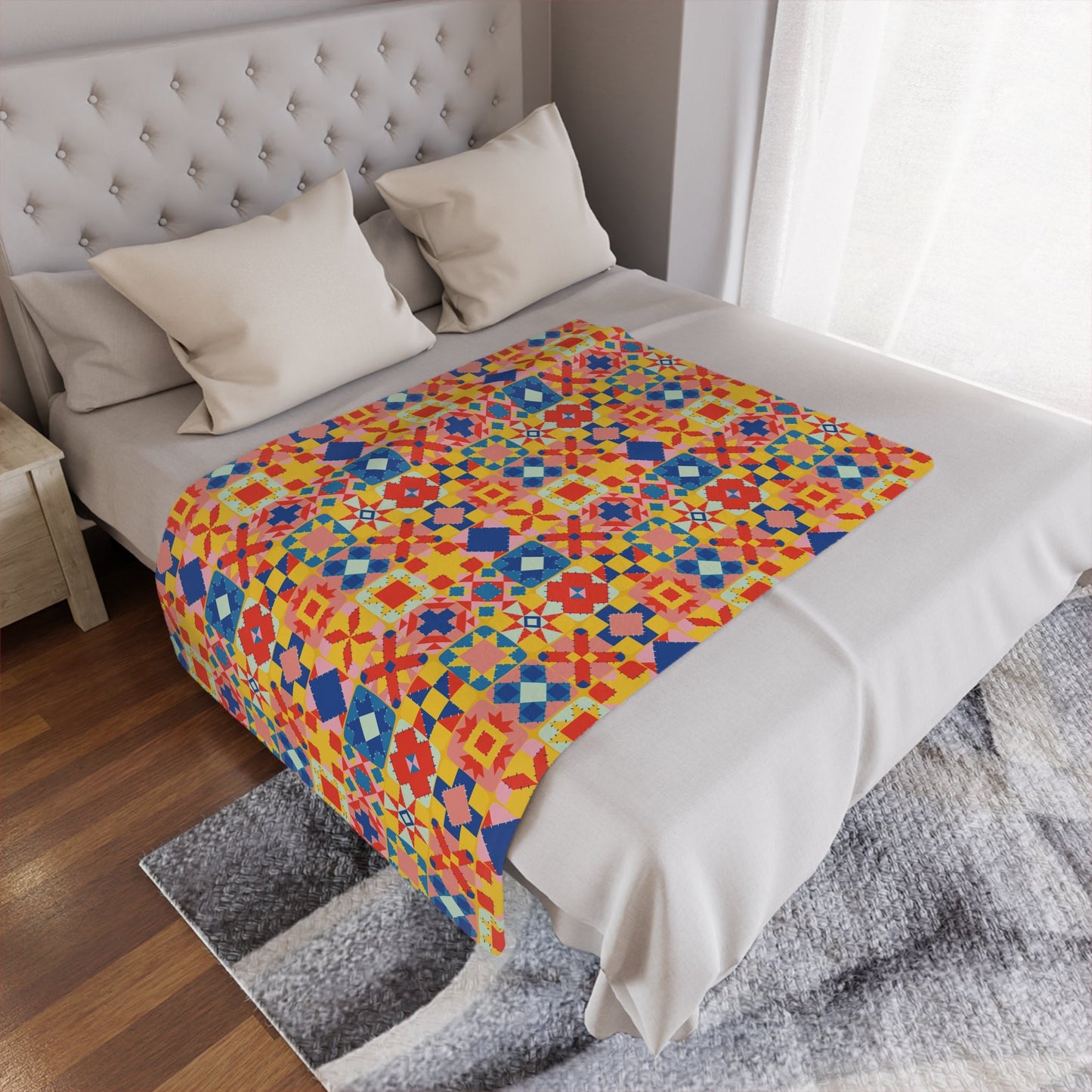 Colorful Patchwork Quilt Print Minky Blanket