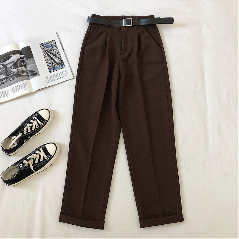 Women's Casual Suit Harem High Waist Pants With Belt