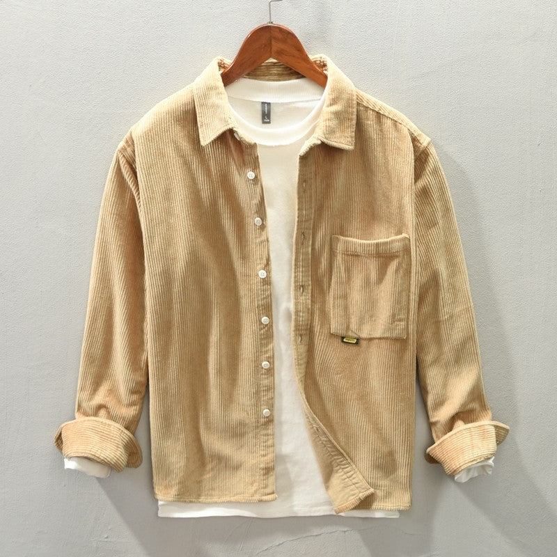 Long Sleeved Corduroy  Cotton Casual Men's Spring And Autumn Outer Wear Shirt